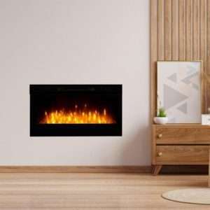 electric fire installed in wall
