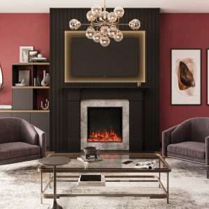 electric fire traditional fireplace tv above
